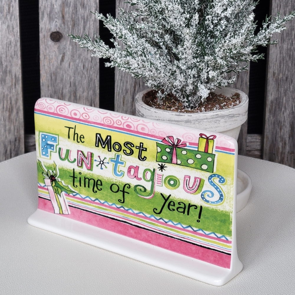 Certified International THE MOST FUNTAGIOUS TIME OF YEAR ceramic pastel plaque - Picture 4 of 5